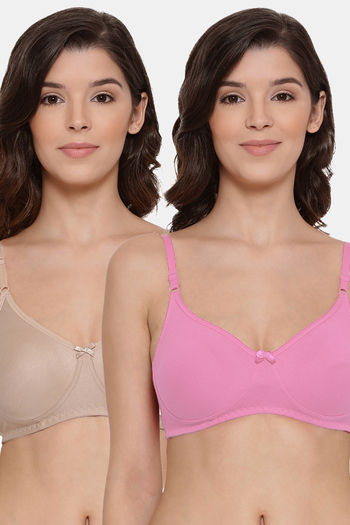 Buy Lyra Single Layered Non-Wired 3/4Th Coverage T-Shirt Bra (Pack of 2) - Skin Babypink
