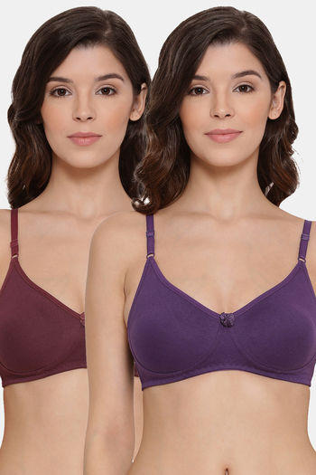 Buy Lyra Single Layered Non-Wired 3/4Th Coverage T-Shirt Bra (Pack of 2) - Wine Violet