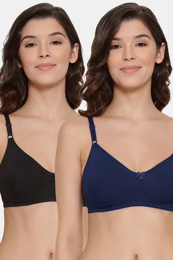 Buy Lyra Single Layered Non-Wired 3/4Th Coverage T-Shirt Bra (Pack of 2) -  Black Navyblue at Rs.700 online