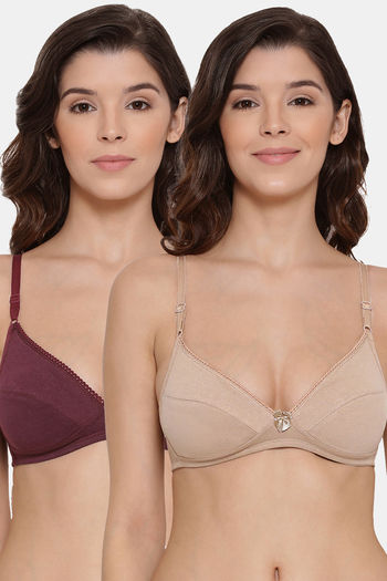 Buy Lyra Double Layered Non Wired 3/4th Coverage Blouse Bra - Wine