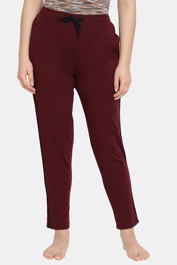 Buy Lyra Mid Rise Relaxed Track Pants - Burgundy at Rs.875 online