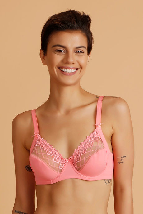 Zivame Essentials Non Padded Wired 3/4th Coverage Sag Lift Bra-Salmon Rose