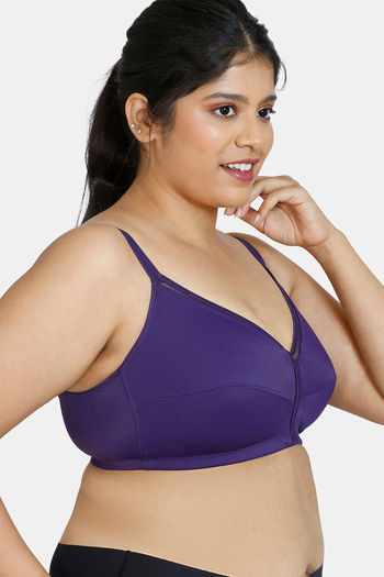 Buy Zivame True Curv Cotton Laminated Non Wired Full Coverage Minimiser Bra  - Purple at Rs.498 online