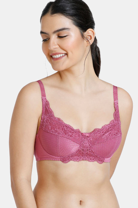 Zivame Floral Lace Non Padded Balconette Bra- Grey