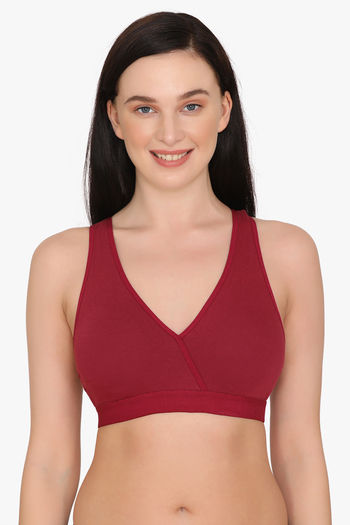 Buy Floret Wirefree Removable Pads Sporty Bra - Maroon online