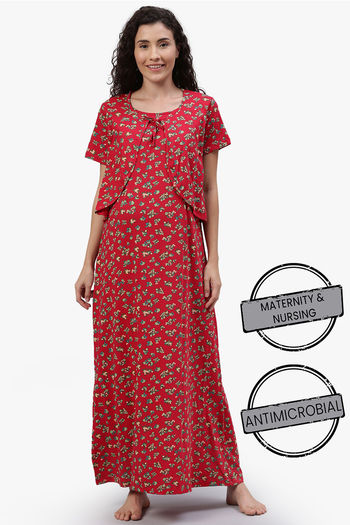 Buy Lazy Fashion Floral Printed Pre and Post Pregnancy Easy Baby Feeding  Maternity Gown for Women | Feeding Dress | Nursing Gowns | Concealed Zip |  Multicolored Online at desertcartParaguay