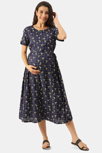 Buy Nejo Bamboo Cotton Maternity Loungewear Top - Dark Blue