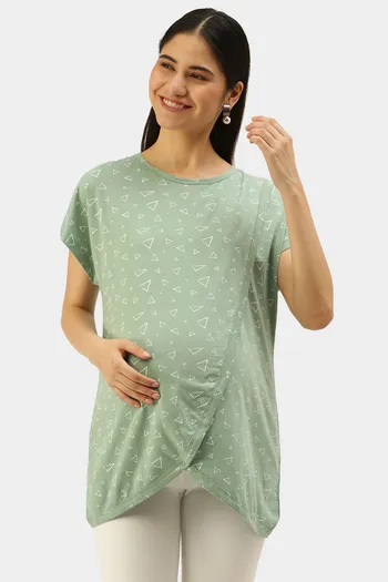 Buy Nejo Cotton Maternity Top - MintAOP