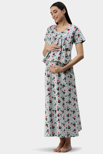 Buy Nejo Cotton Maternity Full Length Nightdress - Frenchgreyaop at Rs.1334  online | Nightwear online