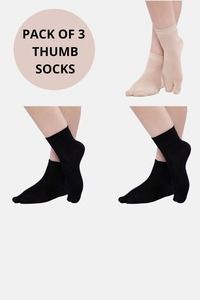 Buy Next2Skin Ankle Thumb Socks (Pack Of 3 ) - Black Skin