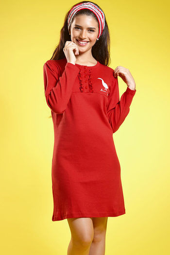 Red Sleepwear For Women | Cotton Nighty & Pyjamas Online