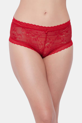 Buy Secrets By Zerokaata Medium Rise Three-Fourth Coverage Hipster Panty - Red