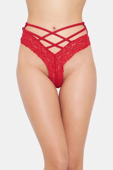 Buy Secrets High Rise Zero Coverage Thong - Red at Rs.330 online