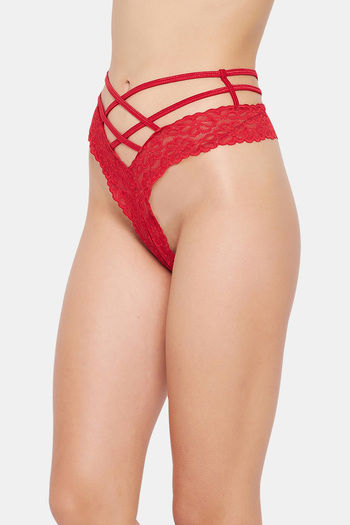 Buy Secrets High Rise Zero Coverage Thong - Red at Rs.330 online