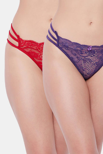 Buy Secrets Medium Rise Zero Coverage Thong (Pack of 2) - Multicolor
