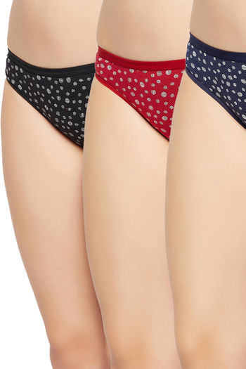 Buy Secrets By ZeroKaata Medium Rise Half Coverage Bikini Panty (Pack of 3) - Multicolor