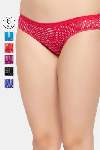 Buy Secrets By ZeroKaata Medium Rise Half Coverage Bikini Panty (Pack of 6) - Assorted