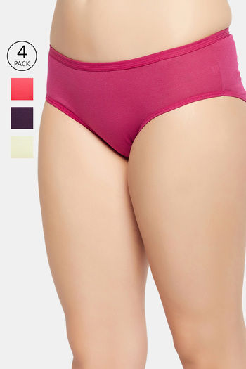 Buy Secrets By ZeroKaata Medium Rise Half Coverage Bikini Panty (Pack of 4) - Assorted