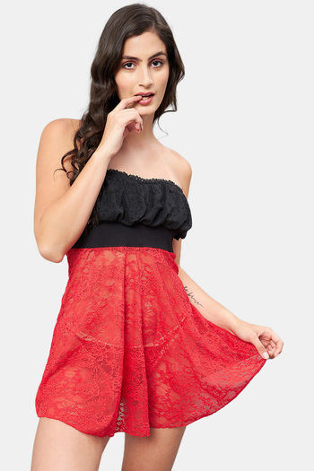 Red Polyester Lace Babydoll For Women at Rs 120/set, Ladies Baby Doll  Dress in New Delhi