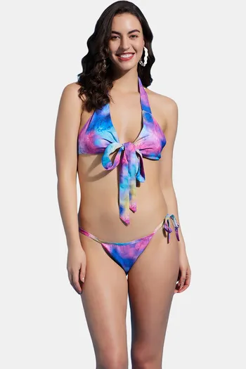 Cherry-print balconette bikini in Multicolor for