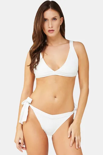 Buy Secrets By ZeroKaata Solid Ribbed Bikini Set - White