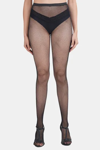Buy PrettySecrets Nylon Womens Lacey Fish-net Waist High Stockings