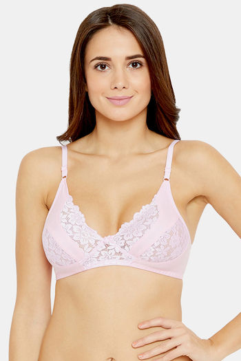 Buy N-Gal Non Padded Non Wired Medium + Coverage Lace Bra - Pink