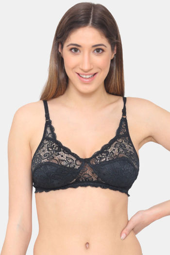 Buy Lace Non-Padded Bridal Demi Cup Bra - Black Online India, Best