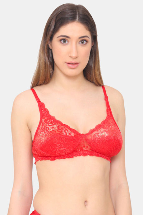 Buy N-Gal Lace Non Padded Bridal Bralettes Bra - Blue Online