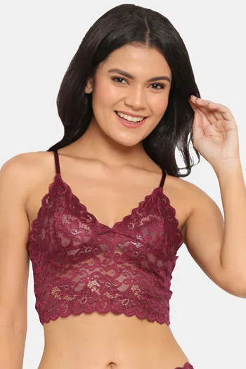 Buy N-Gal Non Padded Non Wired Full Coverage Cami Bra - Burgundy