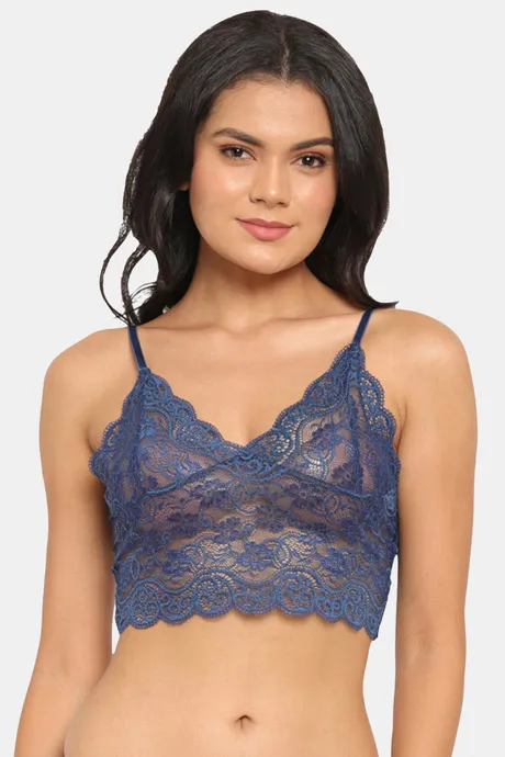 Buy N-Gal Non Padded Non Wired Full Coverage Cami Bra - Navy Blue at Rs.324  online