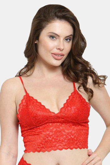 Buy N-Gal Non Padded Non Wired Full Coverage Cami Bra - Red at Rs.324  online