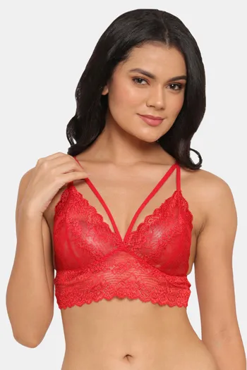Buy N-Gal Non Padded Non Wired Medium Coverage Bralette - Red at Rs.413  online