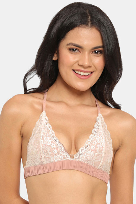 Buy N-Gal Non Padded Non Wired Low / Demi Coverage Pretty Back Bra - Beige  at Rs.495 online
