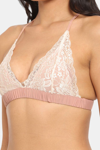 Buy N-Gal Non Padded Non Wired Low / Demi Coverage Pretty Back Bra - Beige  at Rs.495 online