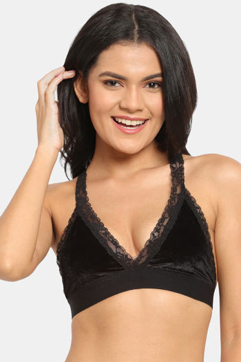 Buy N-Gal Non Padded Non Wired Medium Coverage Bralette - Black