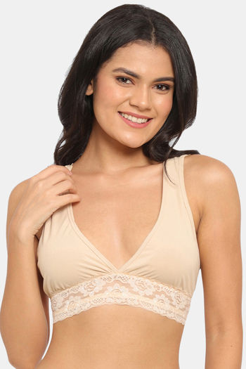 Buy N-Gal Non Padded Non Wired Medium Coverage Bralette - Beige at Rs.495  online