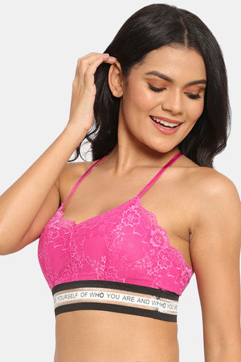 Pink Boudoir Lace Halter Neck Non-padded Non-Wired Bralette