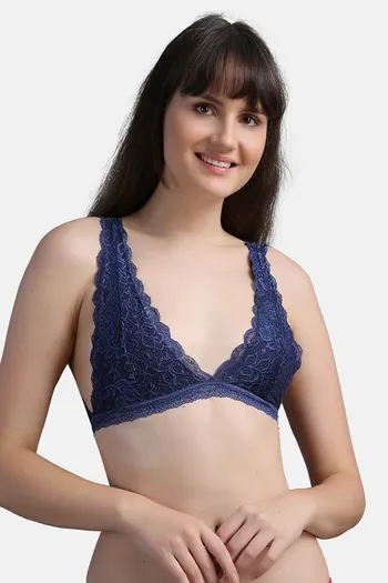 Dark blue lace non-wired bra