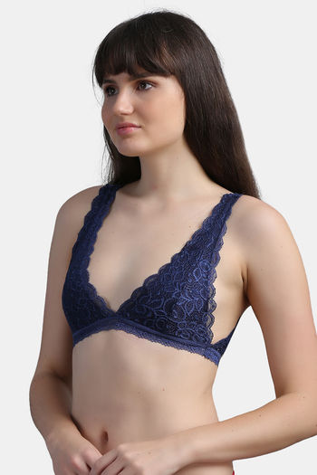 Buy N-Gal Lightly Lined Non-Wired Full Coverage Bralette - Navy