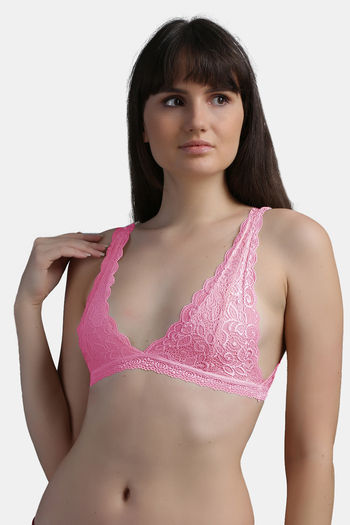 Buy N-Gal Lightly Lined Non-Wired Full Coverage Bralette - Pink