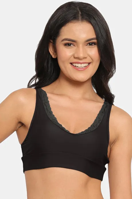 Buy N-Gal Lightly Lined Non-Wired Full Coverage Bralette - Black at Rs.440  online