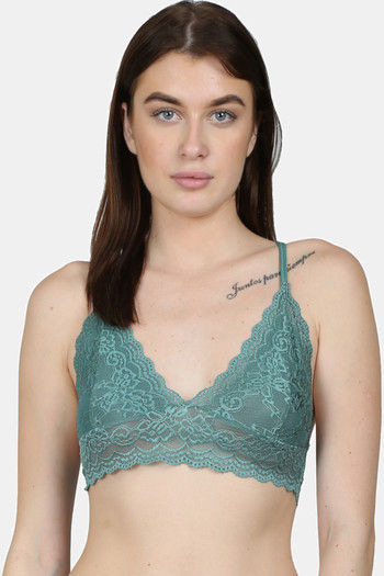 Forever 21 Women's Floral Lace Longline Bralette Nude