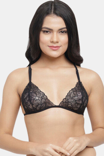 Buy N-Gal Padded Non Wired Low Coverage Bralette - Black at Rs.286 online