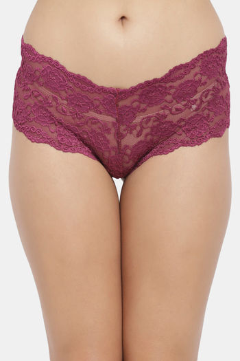 Buy online Purple Lace Boy Shorts Panty from lingerie for Women by