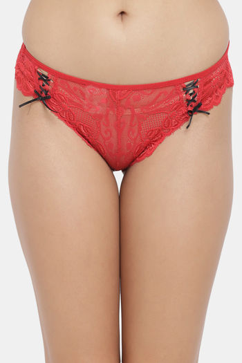 Buy N-Gal Medium Rise Three-Fourth Coverage Bikini Panty - Red