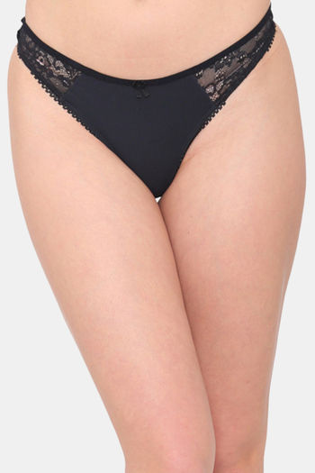 Buy N-Gal Medium Rise Three-Fourth Coverage Bikini Panty - Black