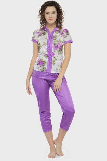 Women's Satin Dress Sleepwear Purple1