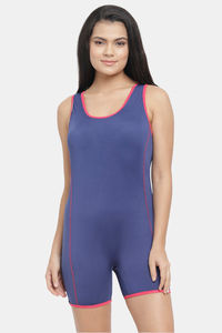 Buy N-Gal Polyester Elastane Swimdress with Removable Pads - Navy Blue