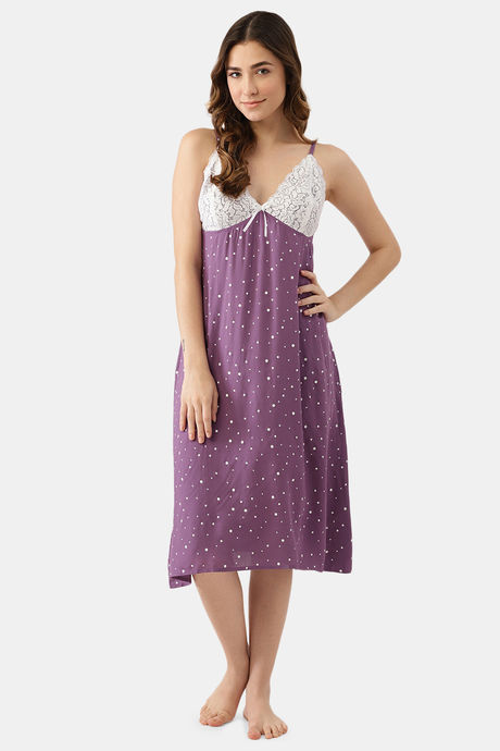 Buy Ms.Lingies Modal Mid Length Nightdress Purple at Rs.1399